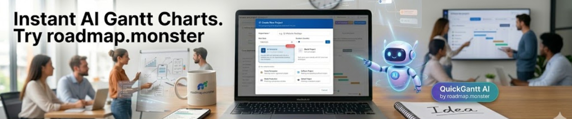 Instant AI Gantt Charts - Try roadmap.monster QuickGantt AI